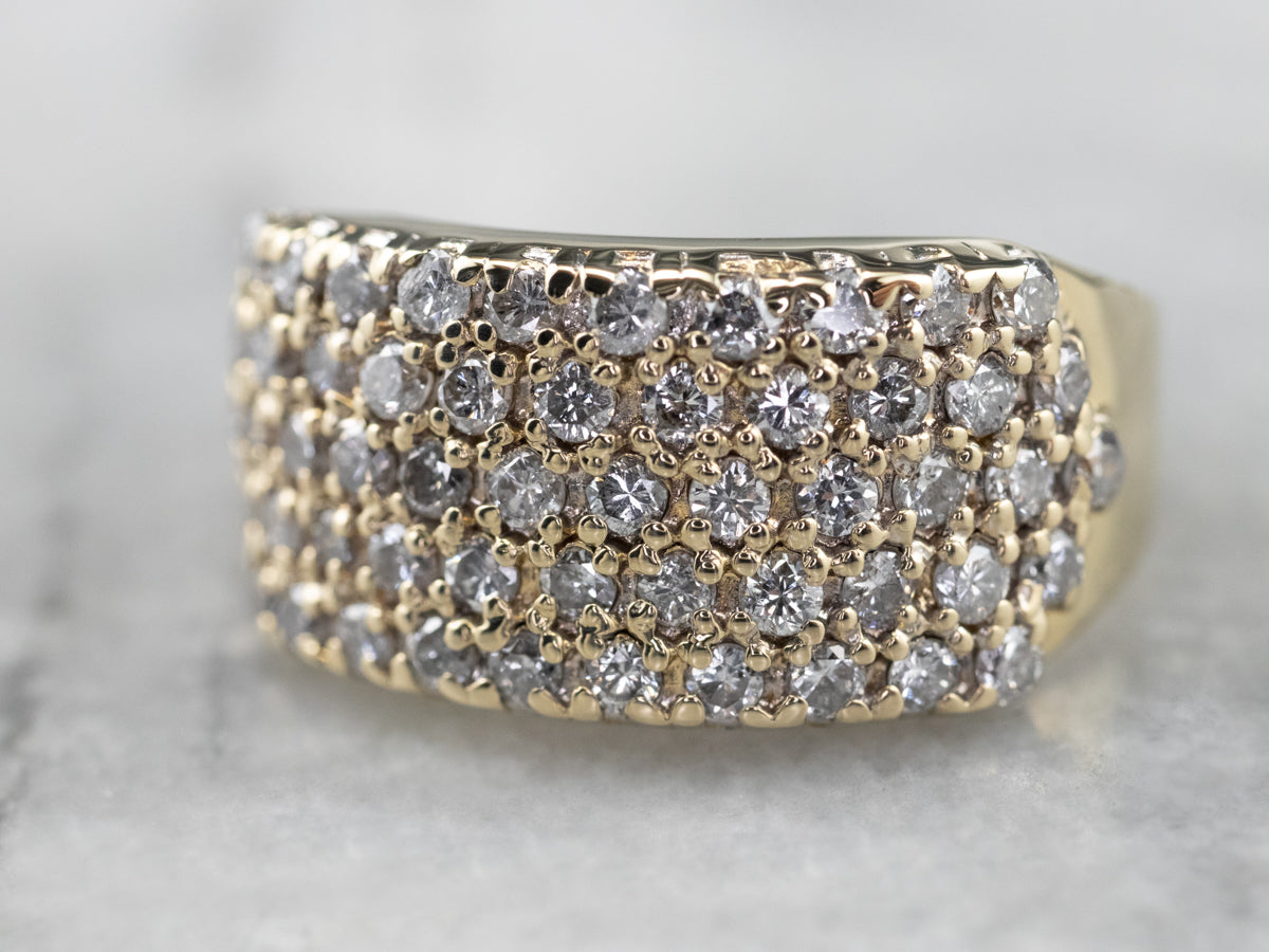 Diamond Gold Wide Statement Band