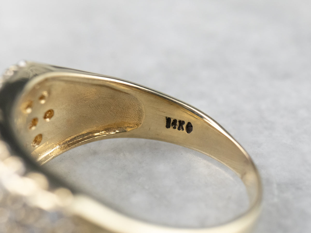 Diamond Gold Wide Statement Band