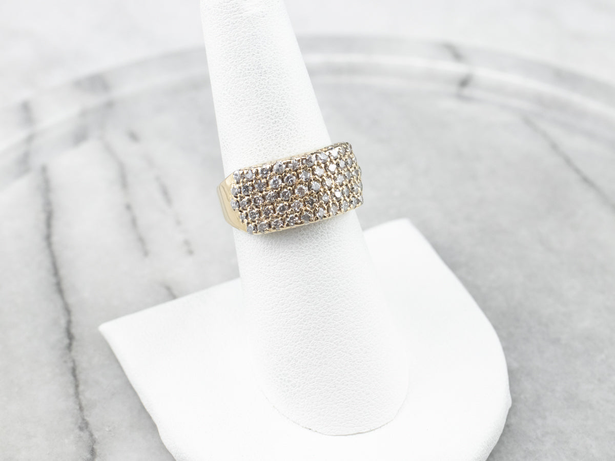 Diamond Gold Wide Statement Band