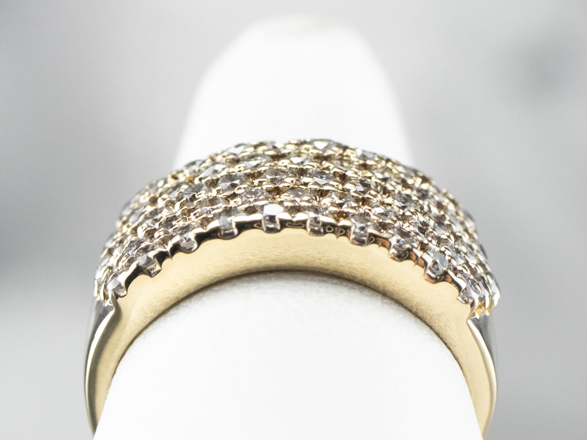 Diamond Gold Wide Statement Band