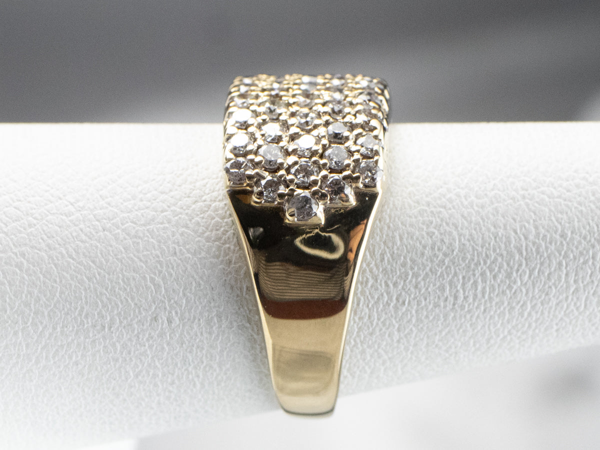 Diamond Gold Wide Statement Band