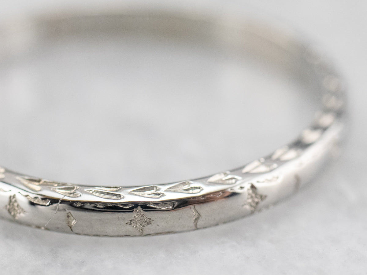 Vintage Patterned White Gold Wedding Band