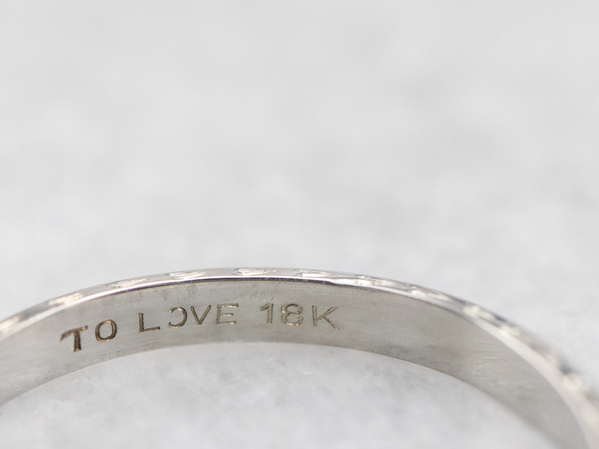 Vintage Patterned White Gold Wedding Band