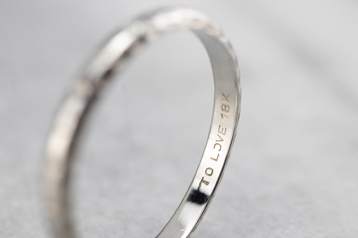 Vintage Patterned White Gold Wedding Band