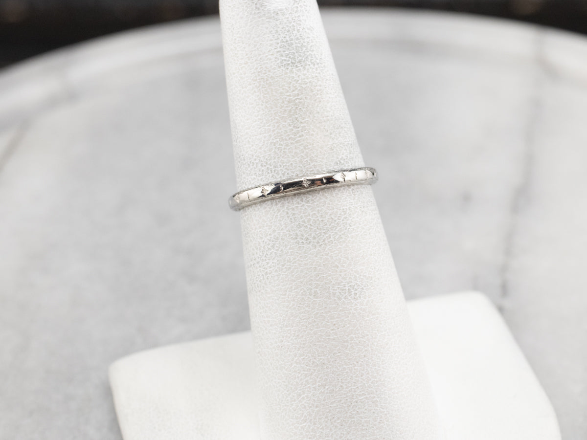 Vintage Patterned White Gold Wedding Band