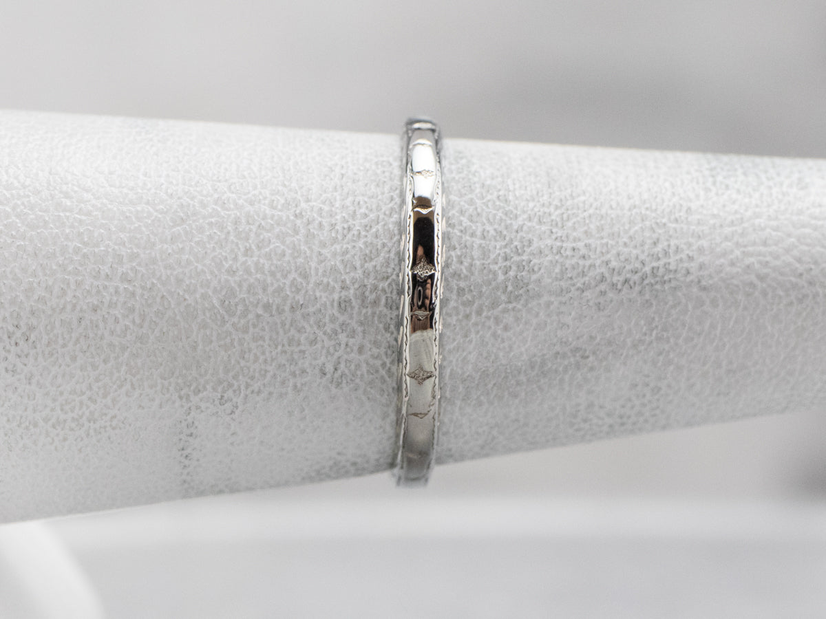 Vintage Patterned White Gold Wedding Band
