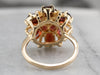 Green and Red Garnet Cluster Gold Statement Ring