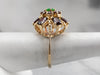 Green and Red Garnet Cluster Gold Statement Ring