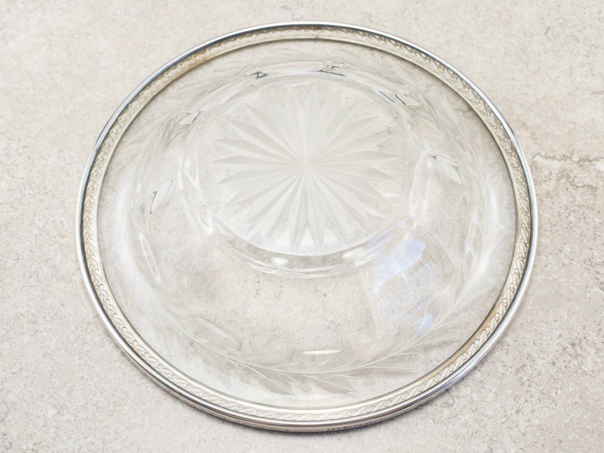 Vintage Sterling Silver and Etched Glass Bowl