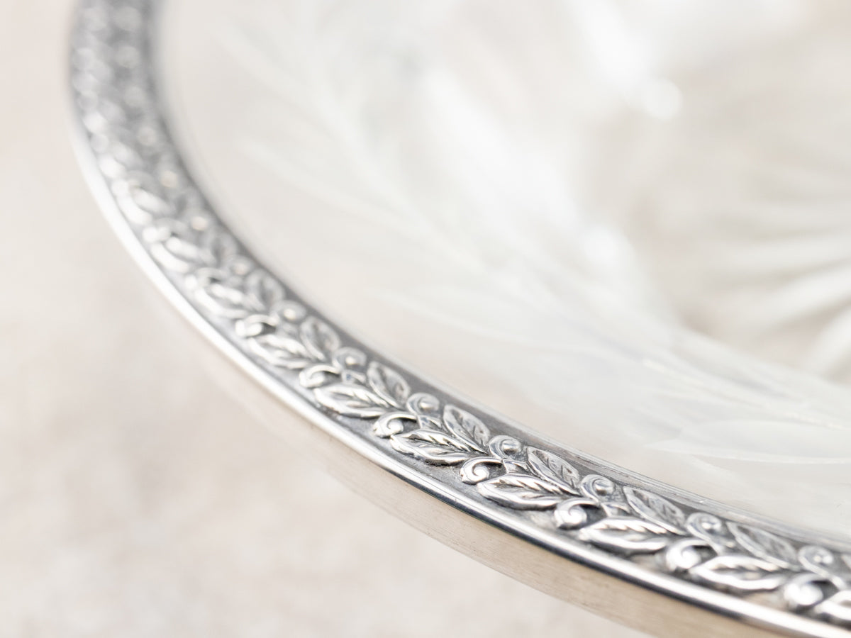 Vintage Sterling Silver and Etched Glass Bowl