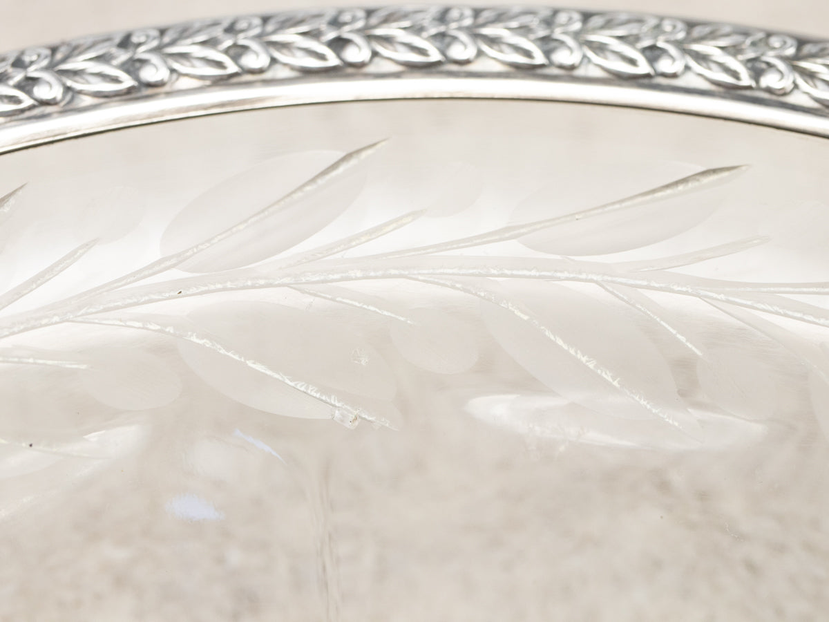 Vintage Sterling Silver and Etched Glass Bowl