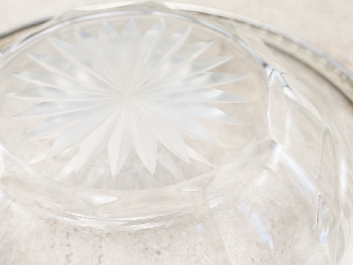 Vintage Sterling Silver and Etched Glass Bowl
