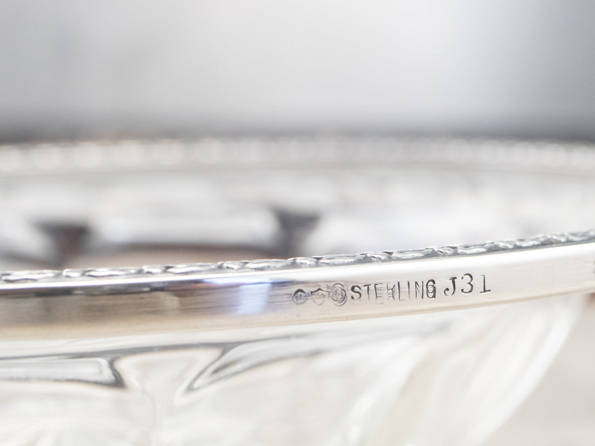 Vintage Sterling Silver and Etched Glass Bowl