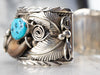 Navajo Coral and Turquoise Tissot Watch Cuff