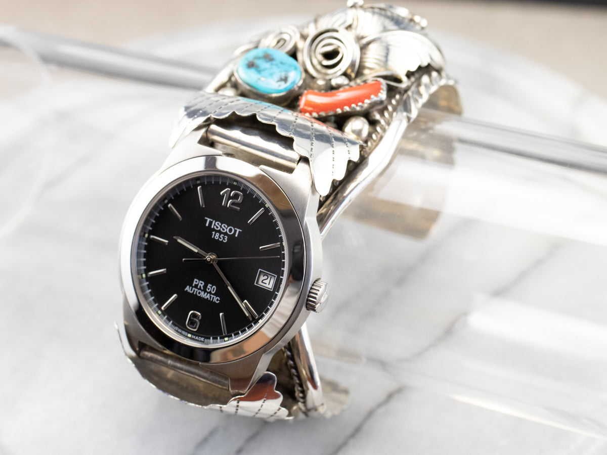 Brazalete de reloj Tissot coral navajo y turquesa