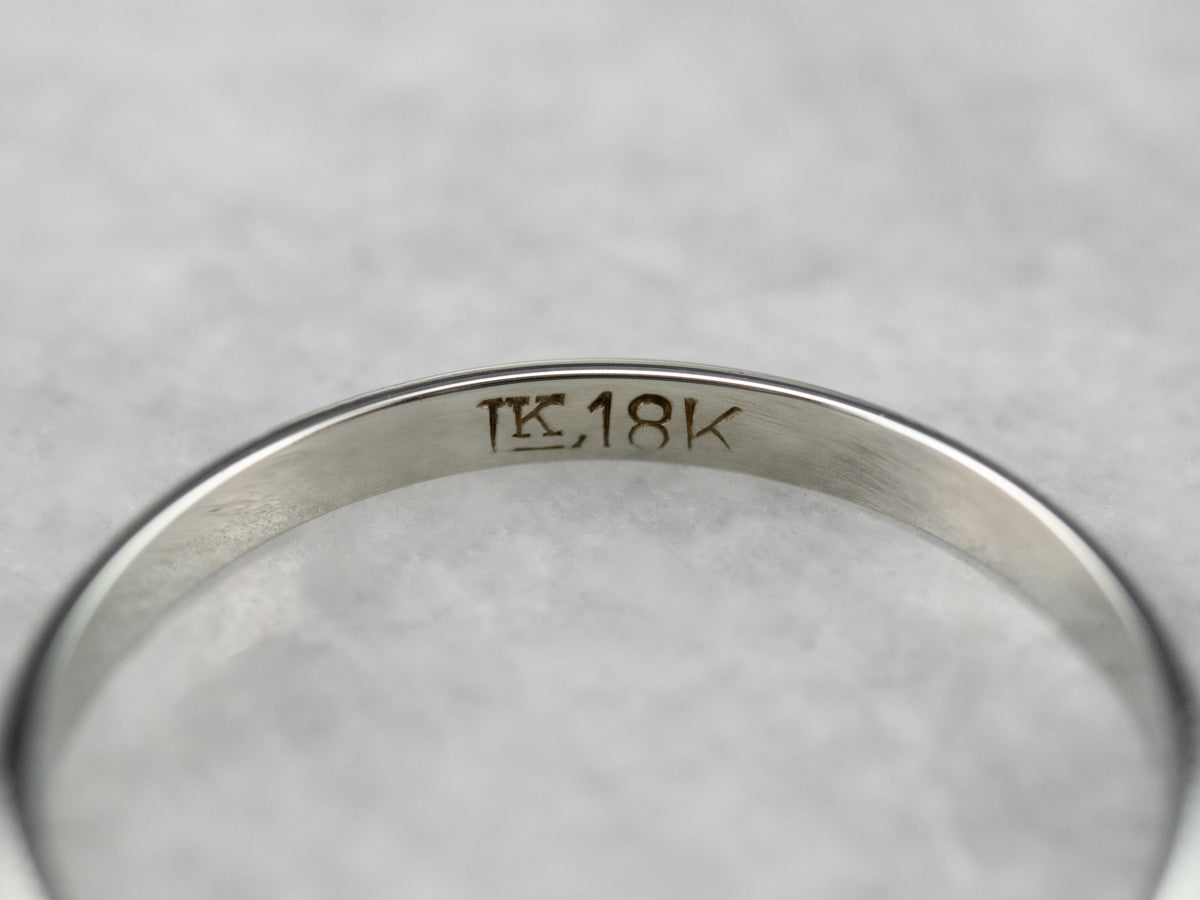 Art Deco Patterned 18K White Gold Wedding Band