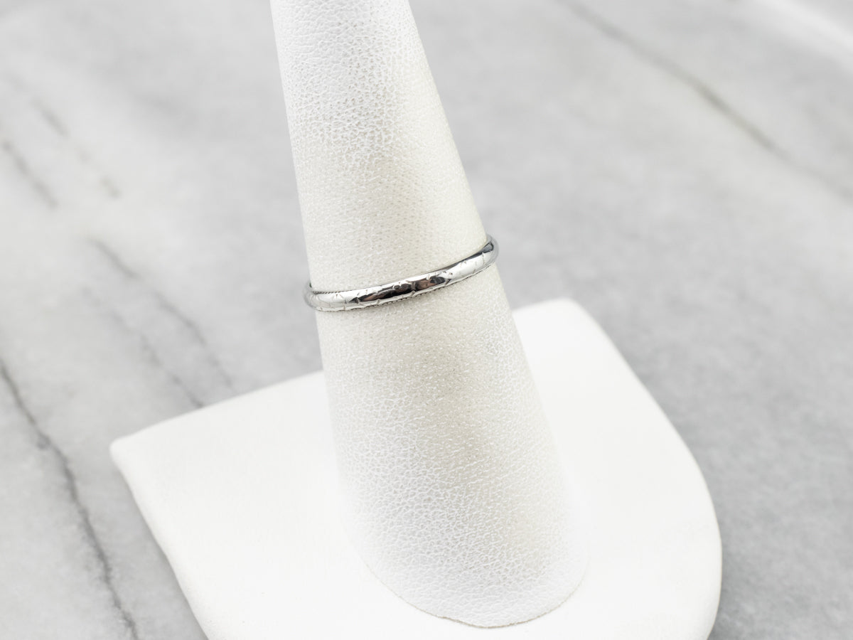 Art Deco Patterned 18K White Gold Wedding Band