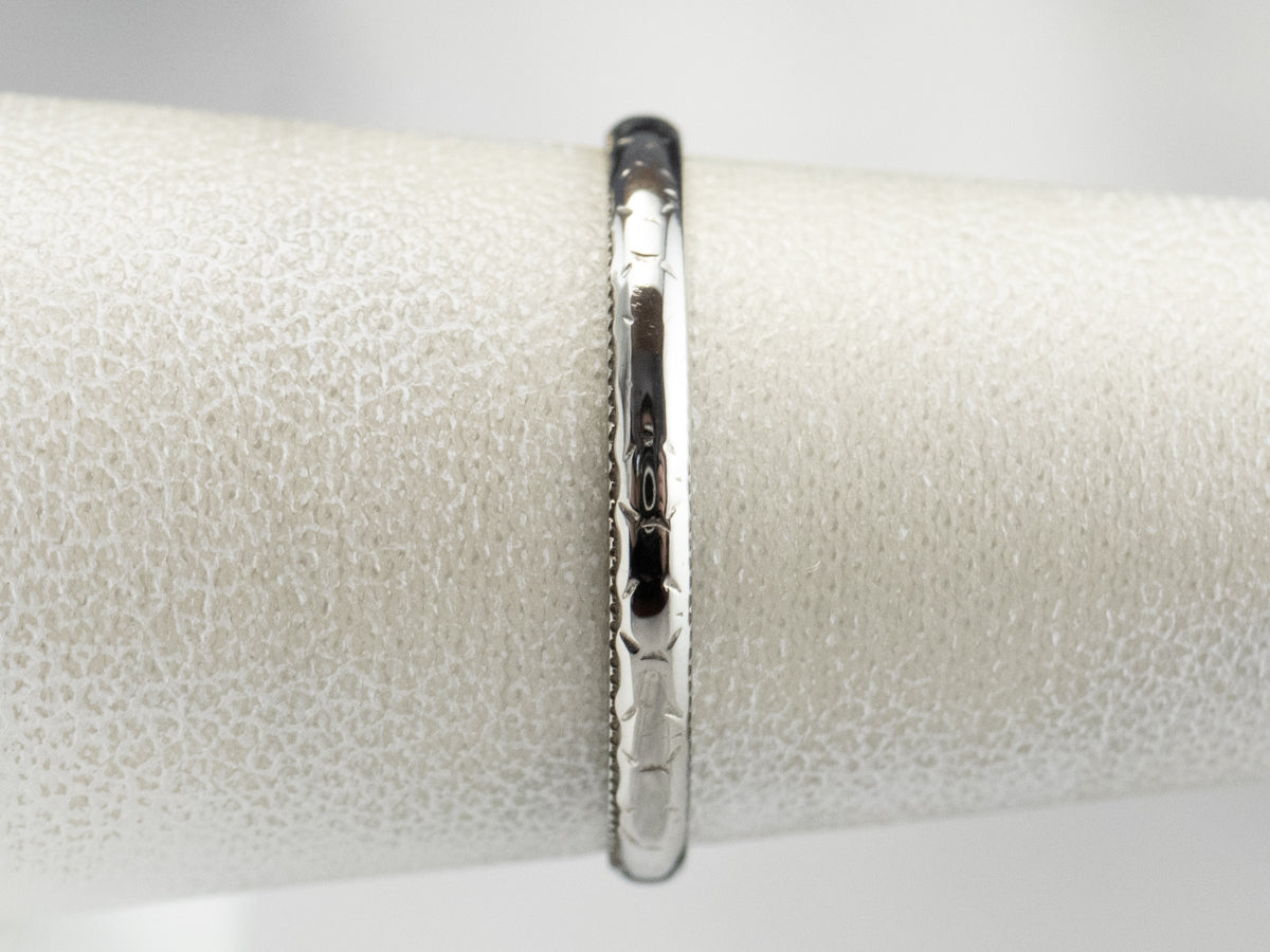 Art Deco Patterned 18K White Gold Wedding Band