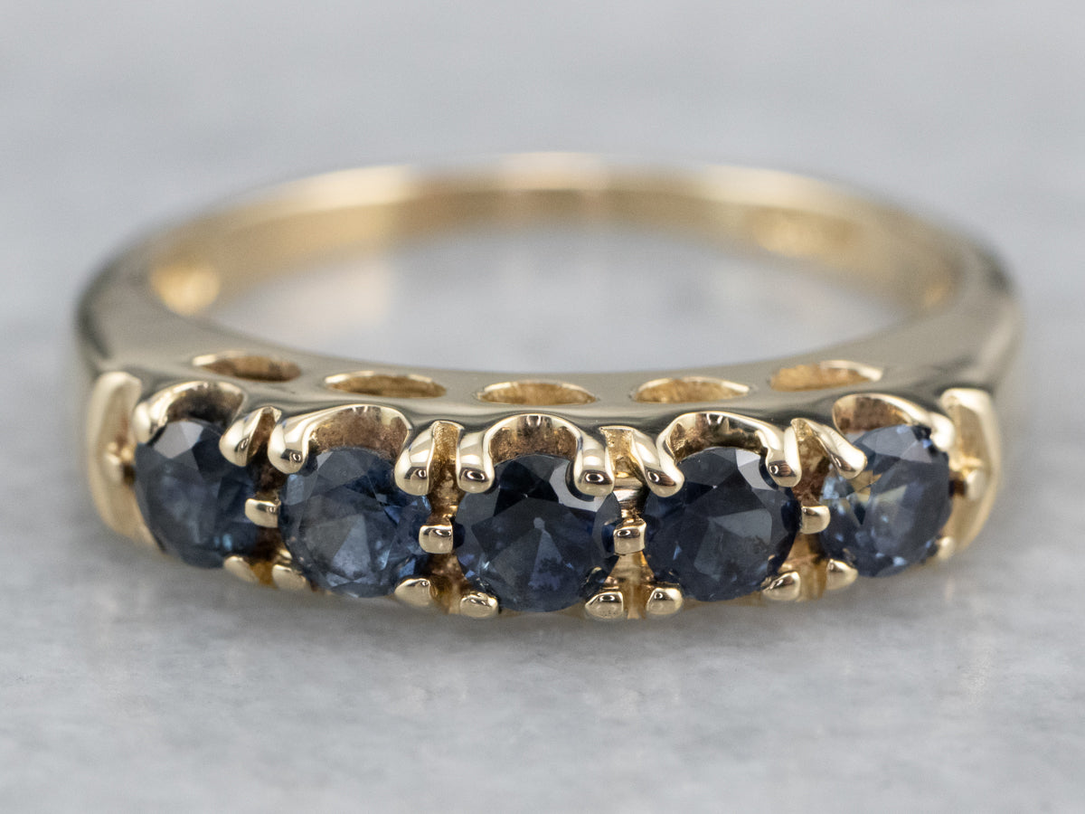 Vintage Gold Sapphire Band