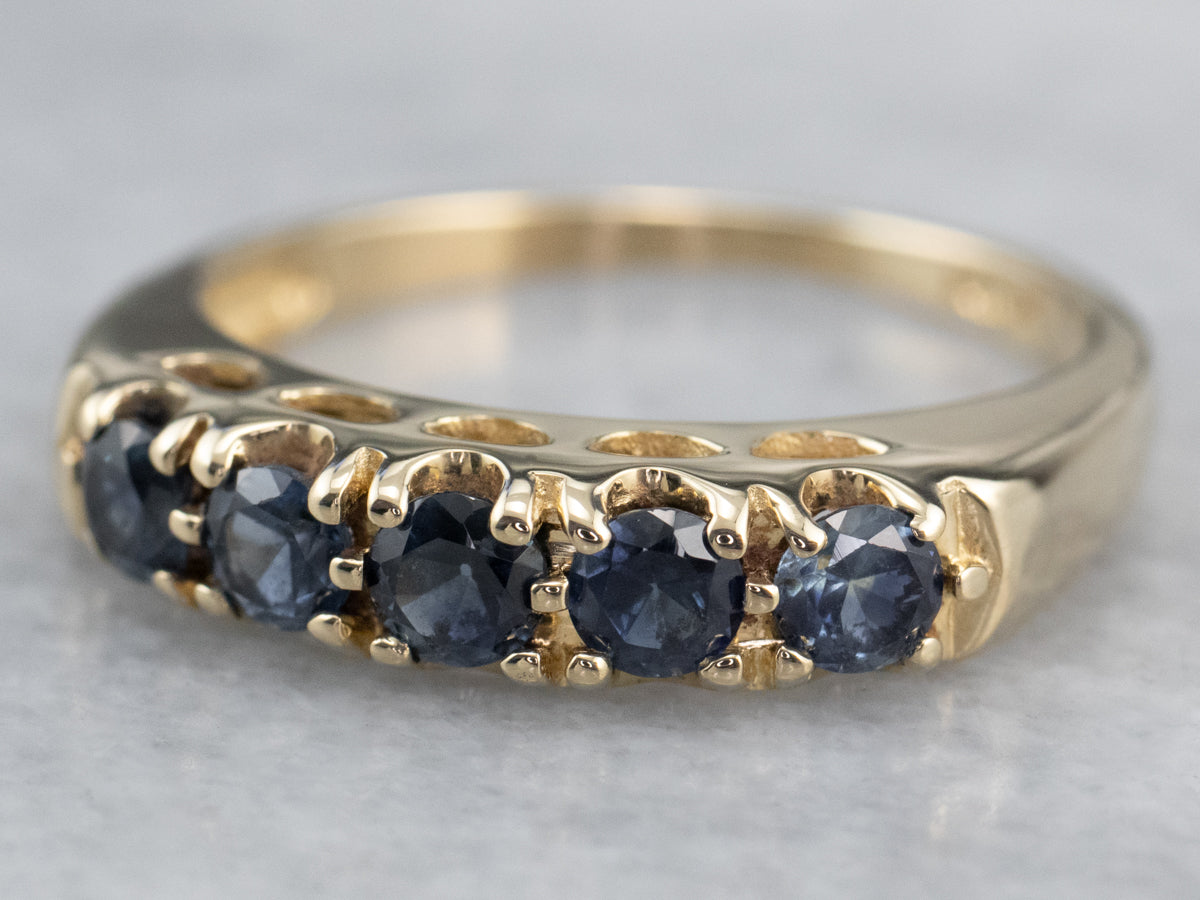 Vintage Gold Sapphire Band