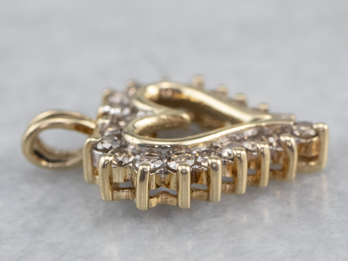 Champagne Diamond Heart Halo Pendant