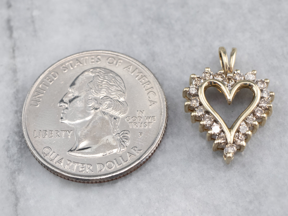 Champagne Diamond Heart Halo Pendant