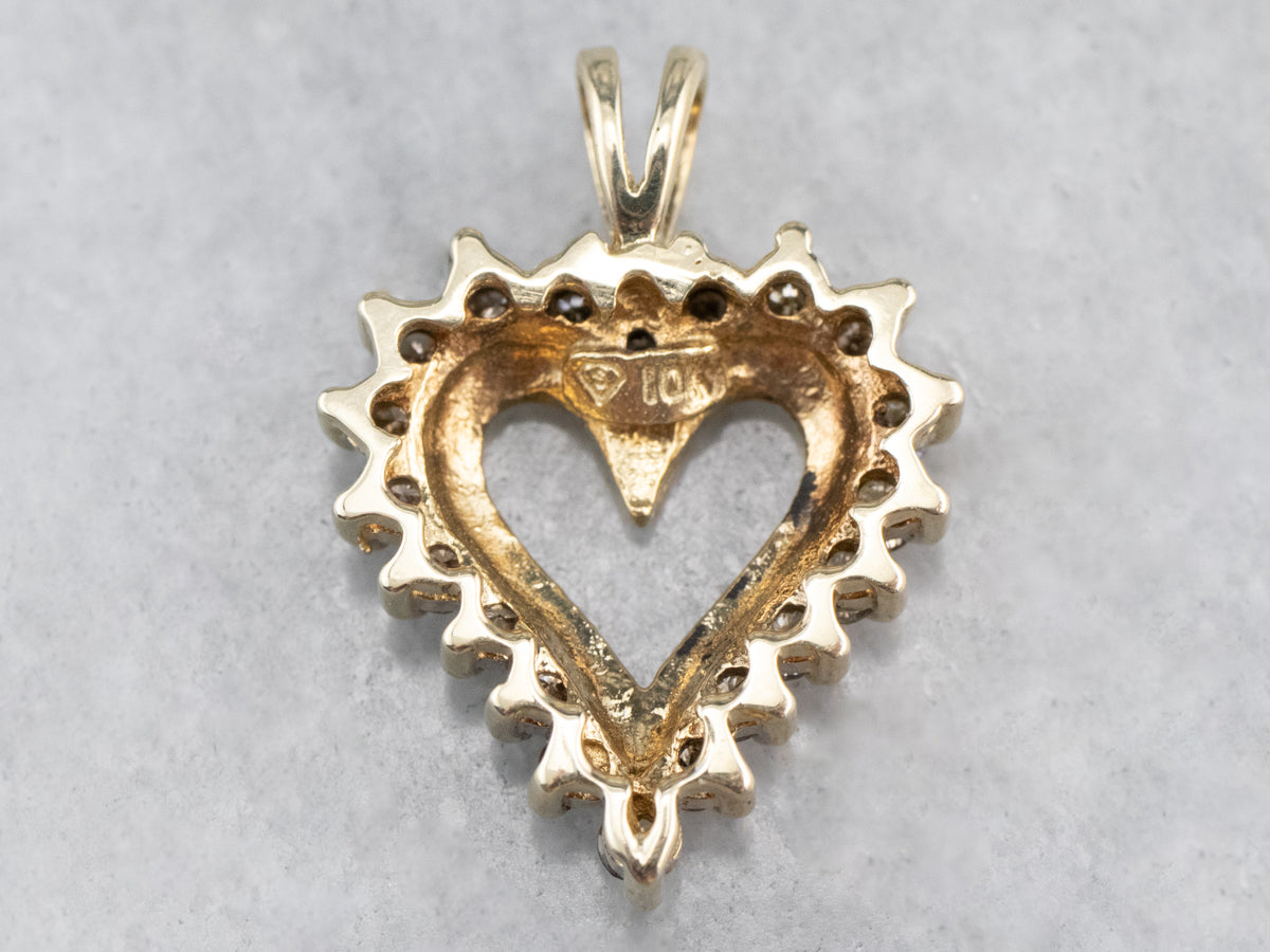 Champagne Diamond Heart Halo Pendant