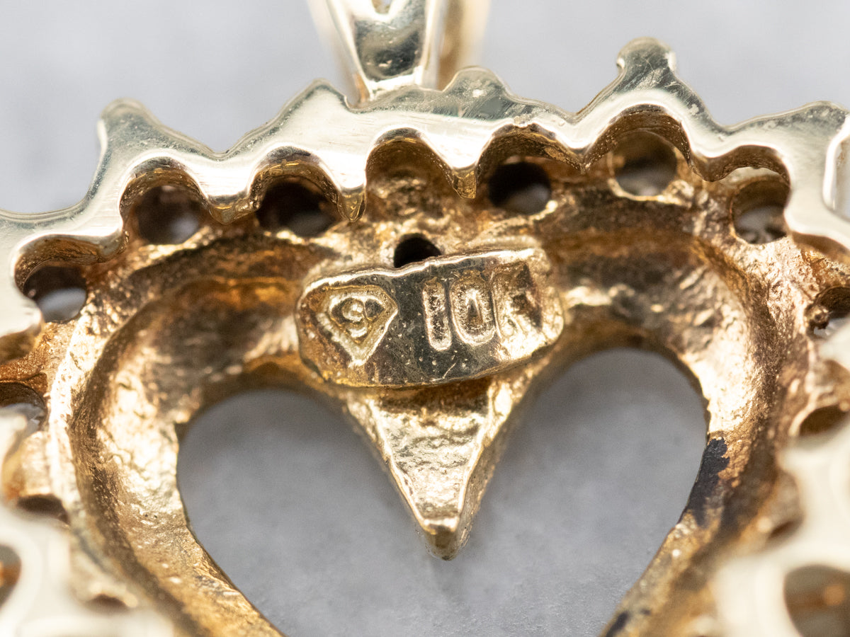 Champagne Diamond Heart Halo Pendant