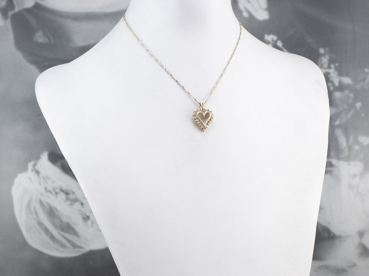 Champagne Diamond Heart Halo Pendant