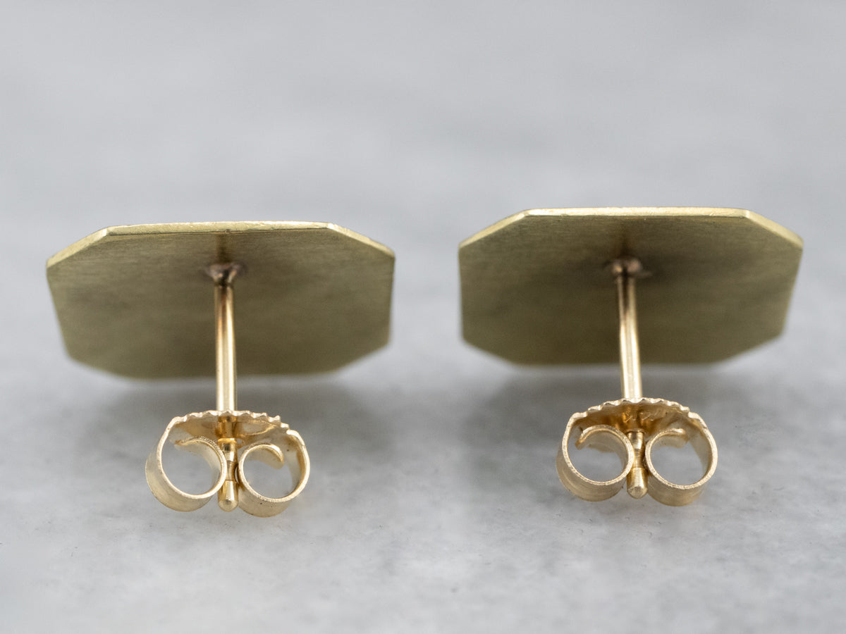 Blue Enamel Gold Geometric Stud Earrings