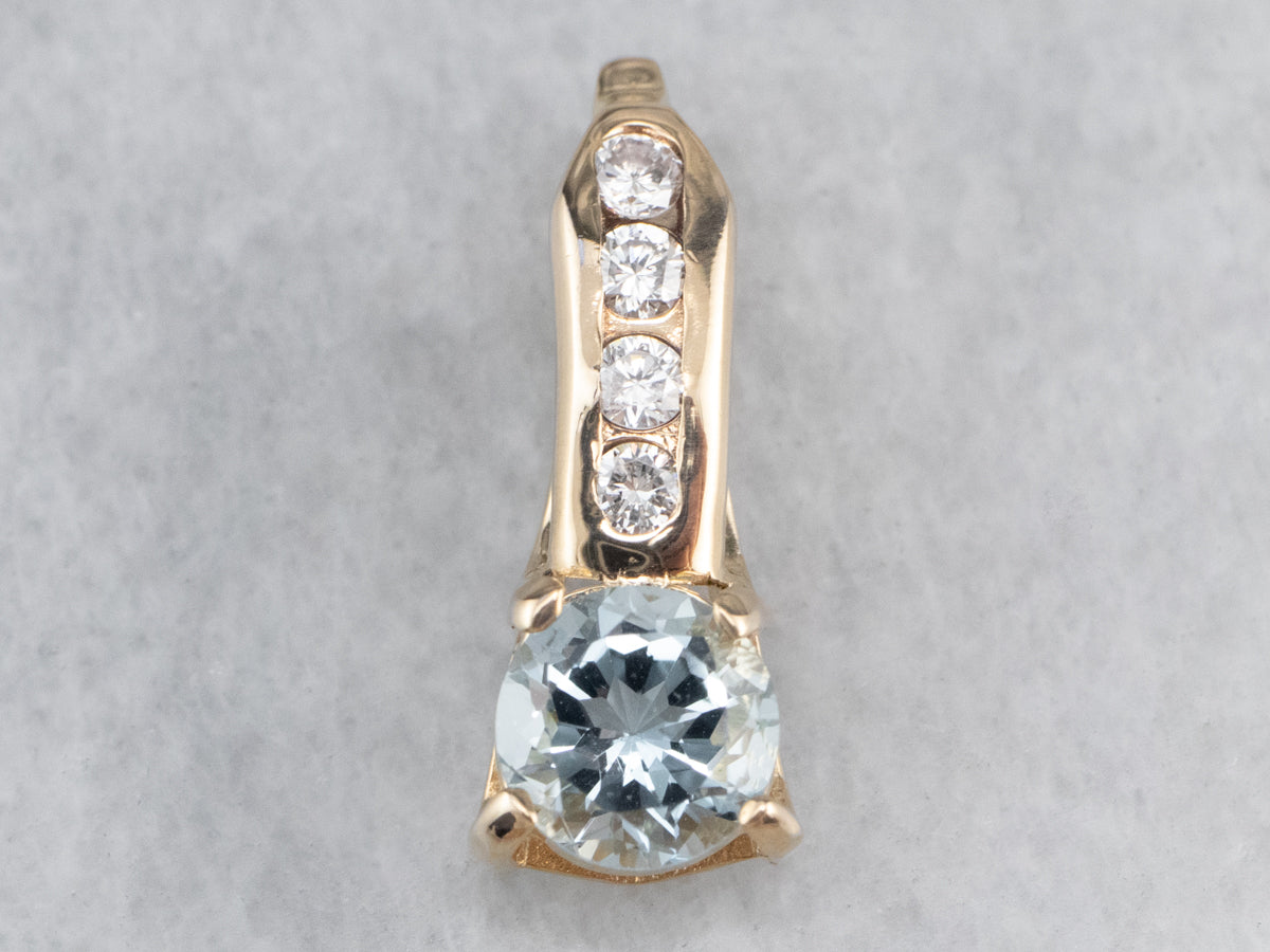 Aquamarine Diamond Gold Pendant