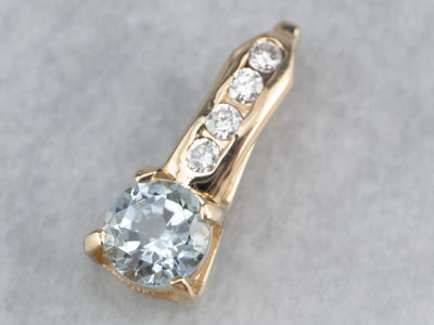 Aquamarine Diamond Gold Pendant