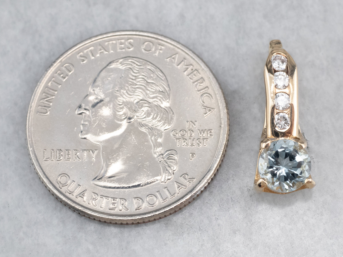 Aquamarine Diamond Gold Pendant