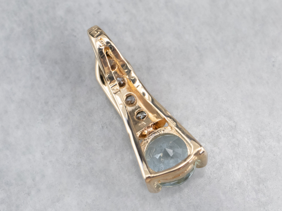 Aquamarine Diamond Gold Pendant