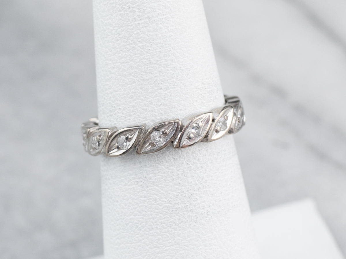 Mid-Century Diamond White Gold Eternity Band