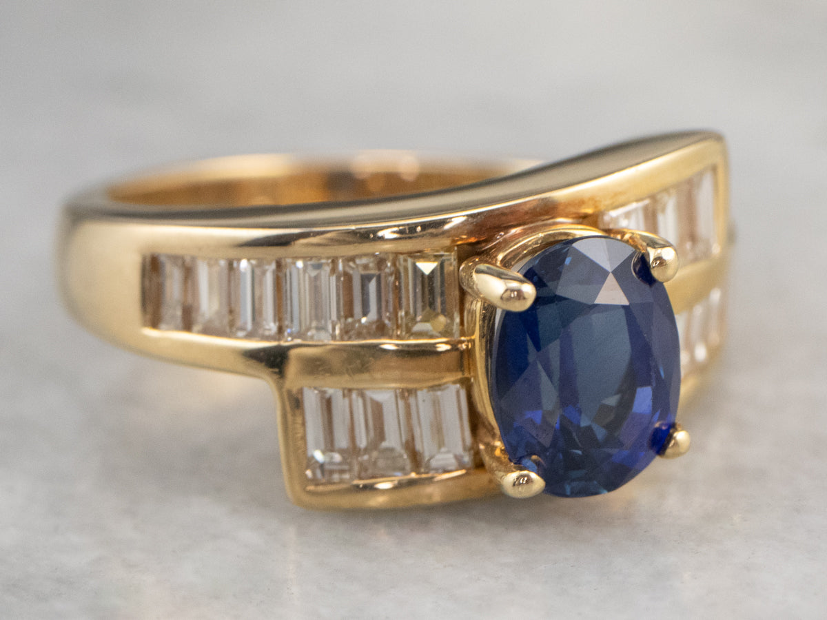 Sapphire and Diamond Bypass Ring