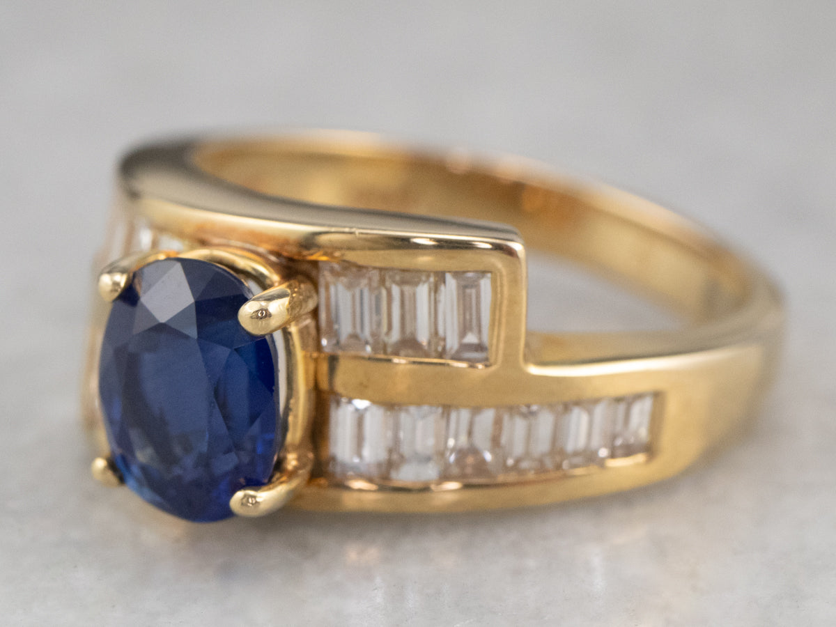 Sapphire and Diamond Bypass Ring