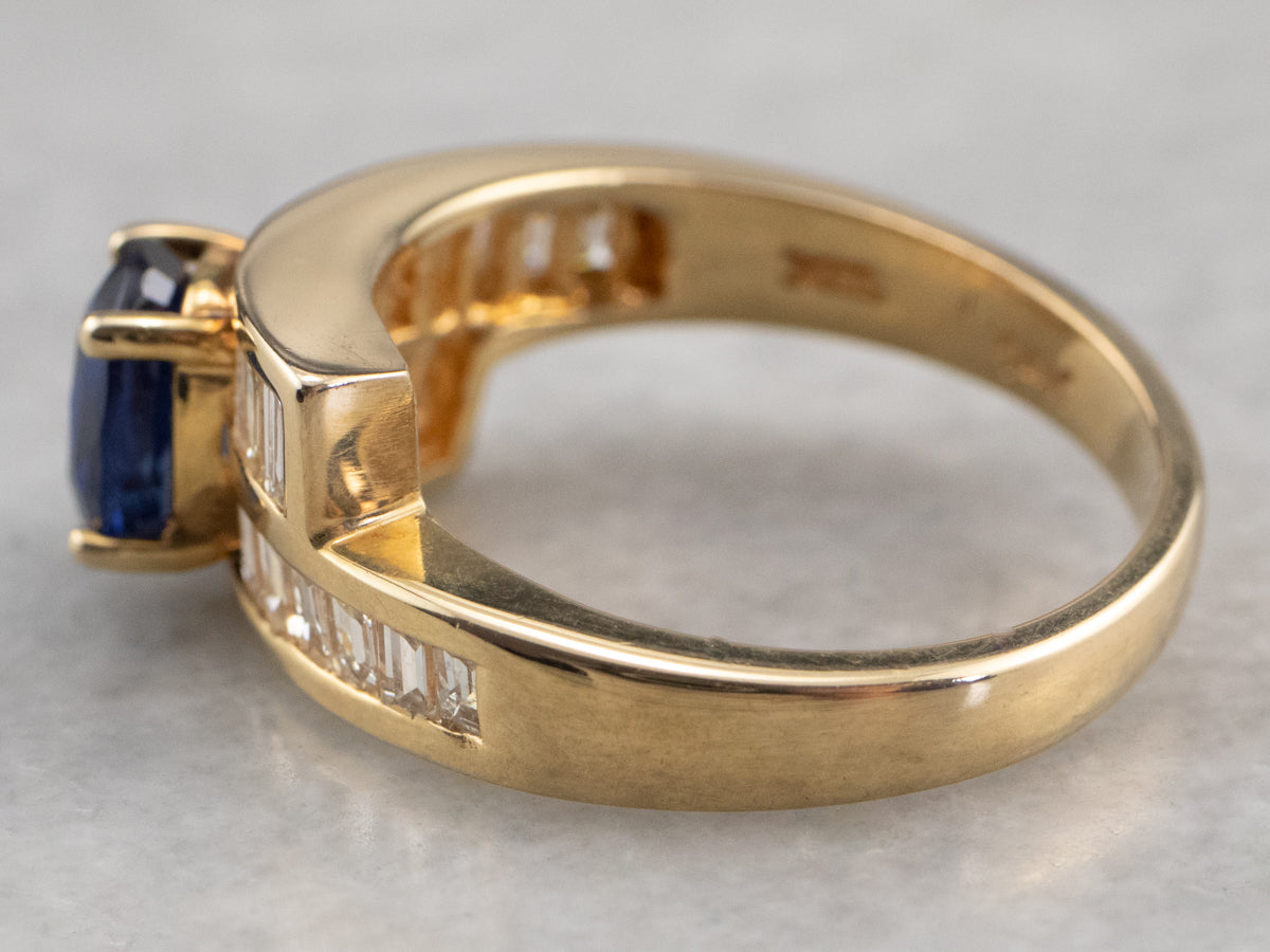 Sapphire and Diamond Bypass Ring