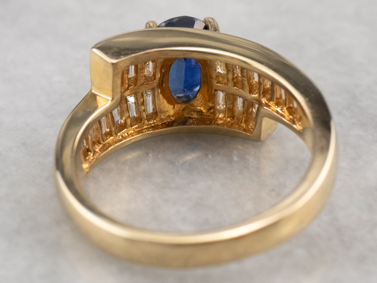 Sapphire and Diamond Bypass Ring