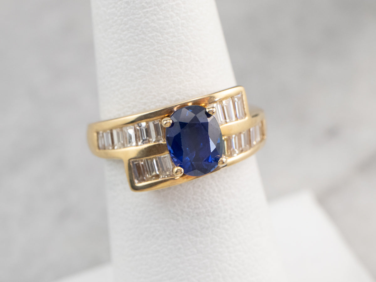 Sapphire and Diamond Bypass Ring