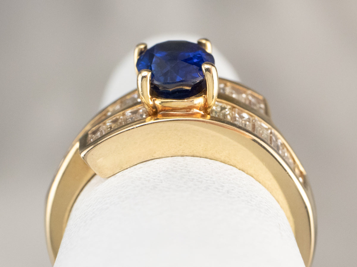 Sapphire and Diamond Bypass Ring
