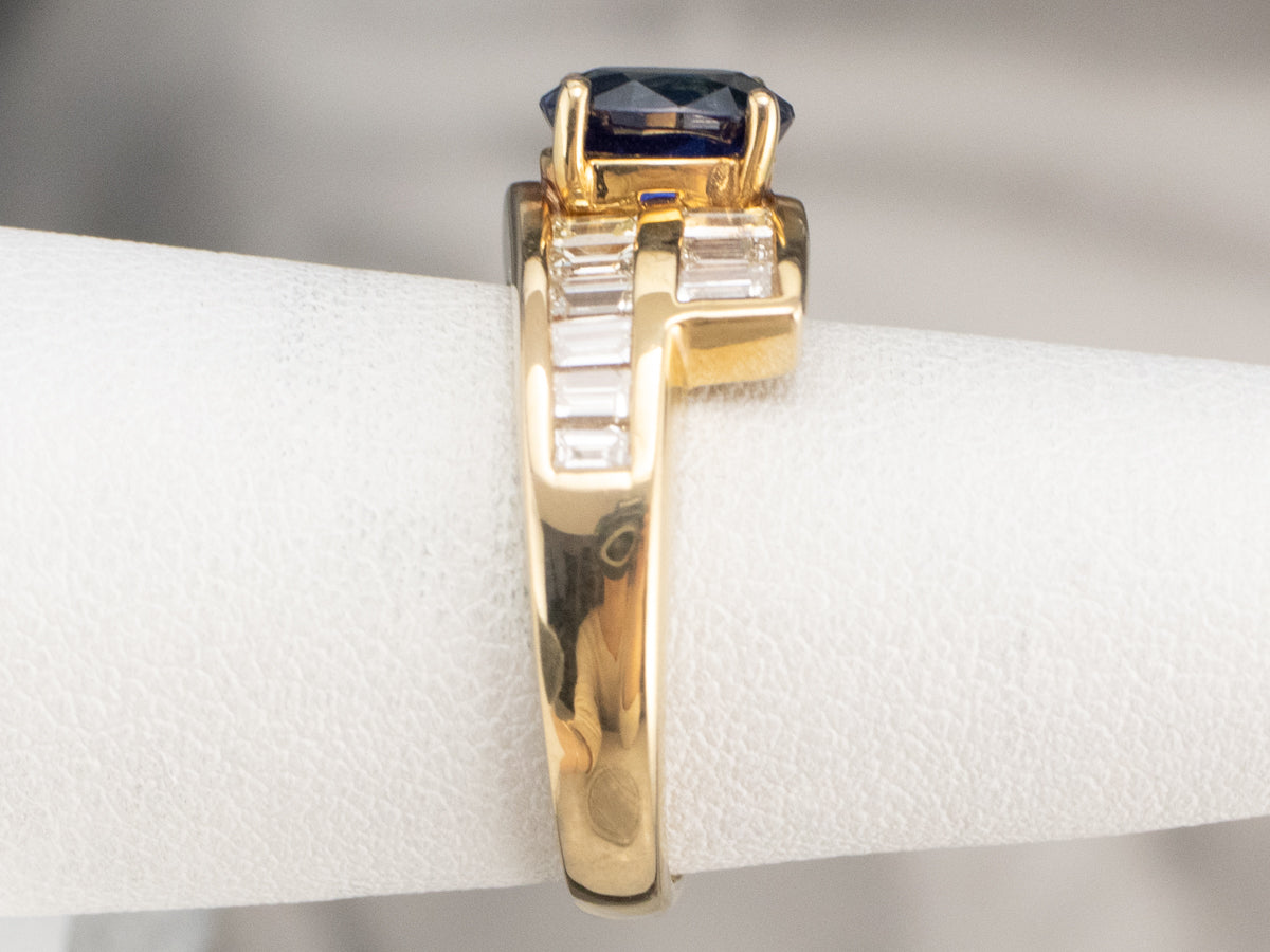 Sapphire and Diamond Bypass Ring