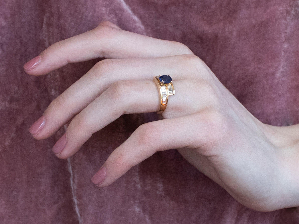 Sapphire and Diamond Bypass Ring