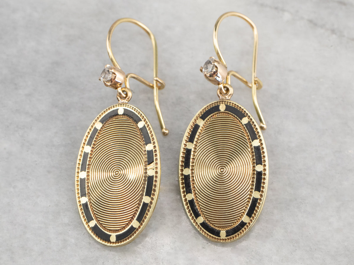 Enamel Diamond and Gold Cufflink Earrings