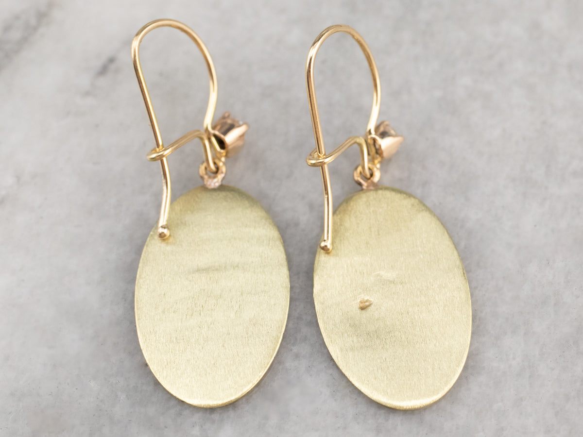 Enamel Diamond and Gold Cufflink Earrings