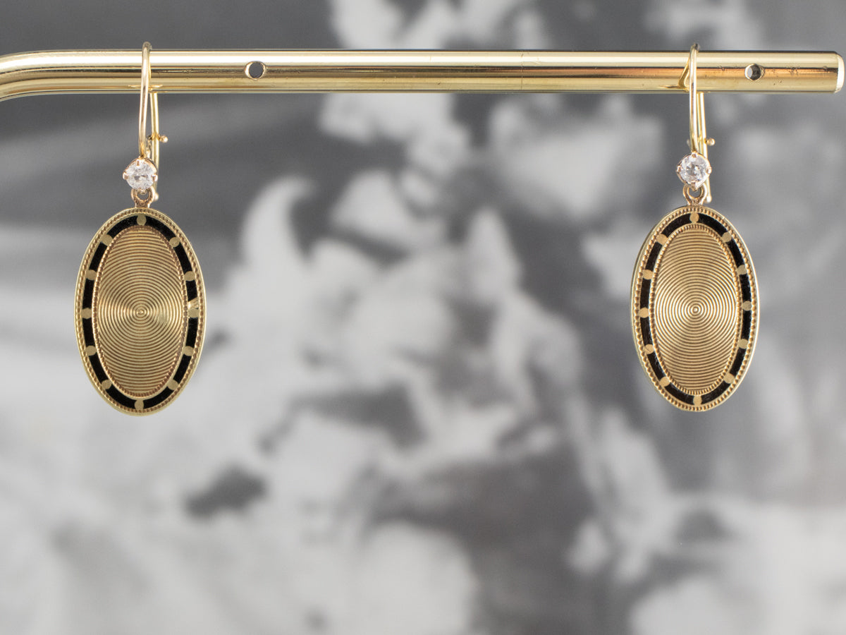 Enamel Diamond and Gold Cufflink Earrings