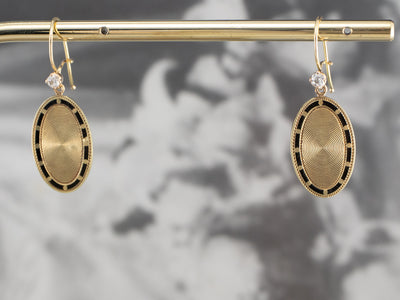 Enamel Diamond and Gold Cufflink Earrings