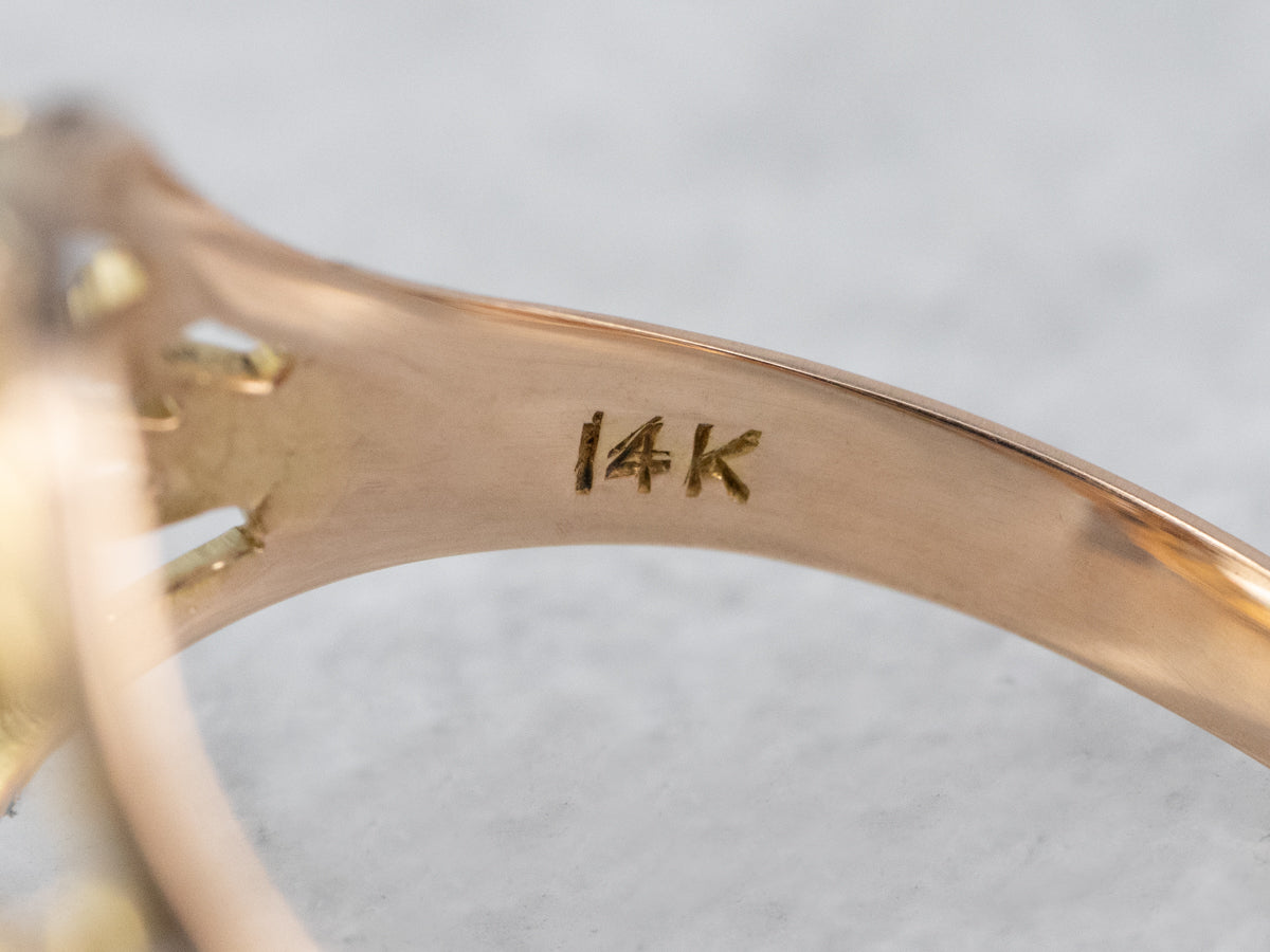 Yellow Sapphire Art Deco Gold Filigree Statement Ring