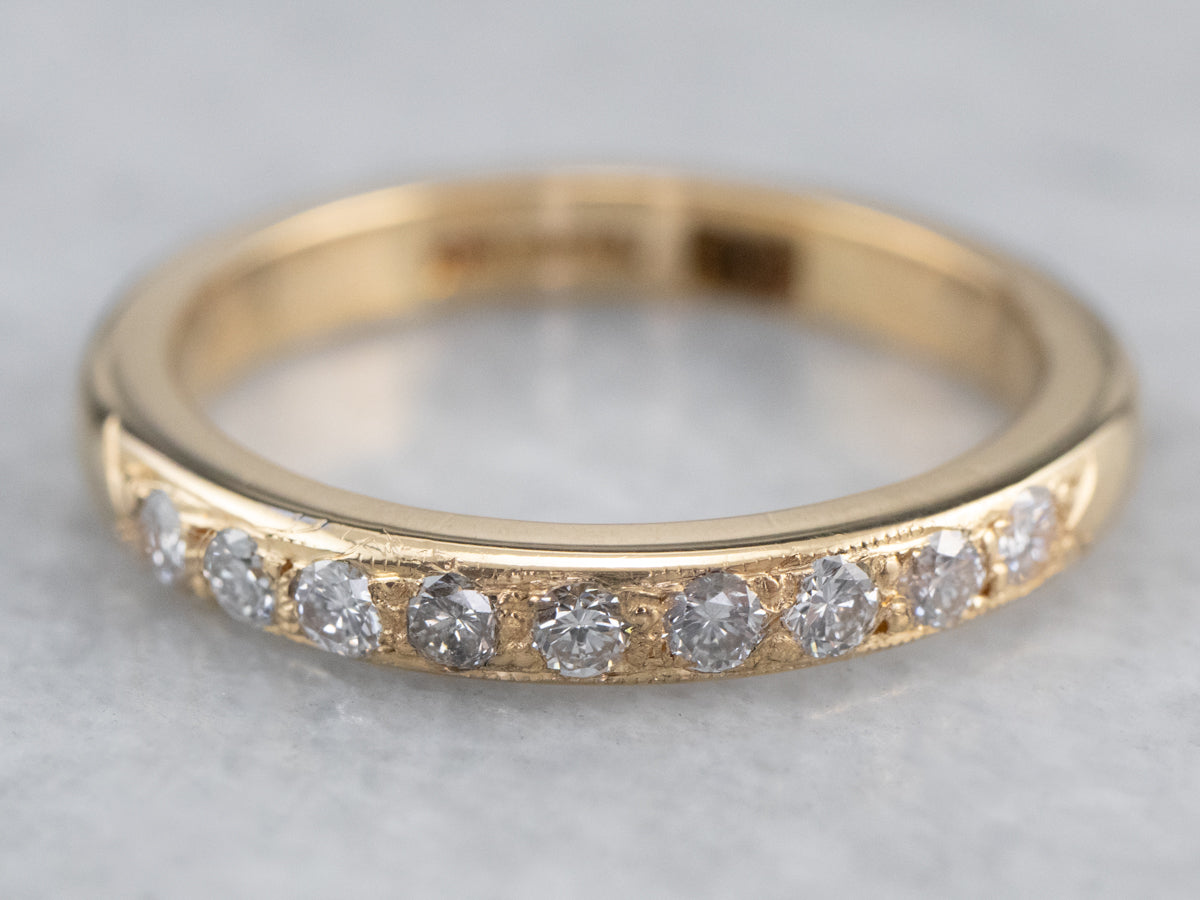 Antique Diamond 18K Gold Wedding Band