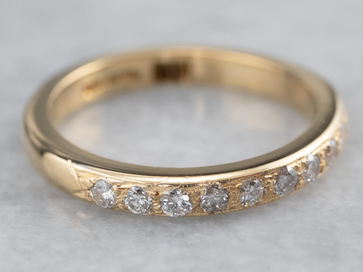 Antique Diamond 18K Gold Wedding Band
